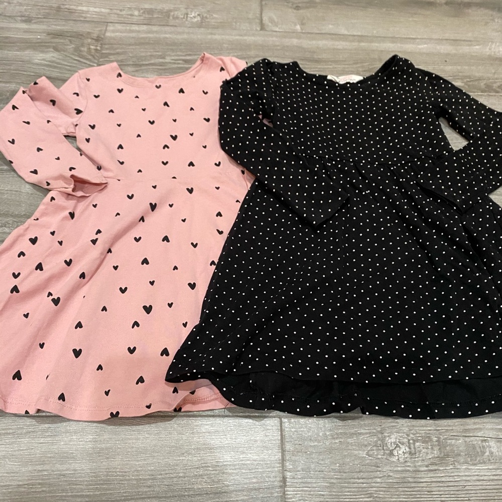 Girls set of dresses size 4-6 hearts & polka dots